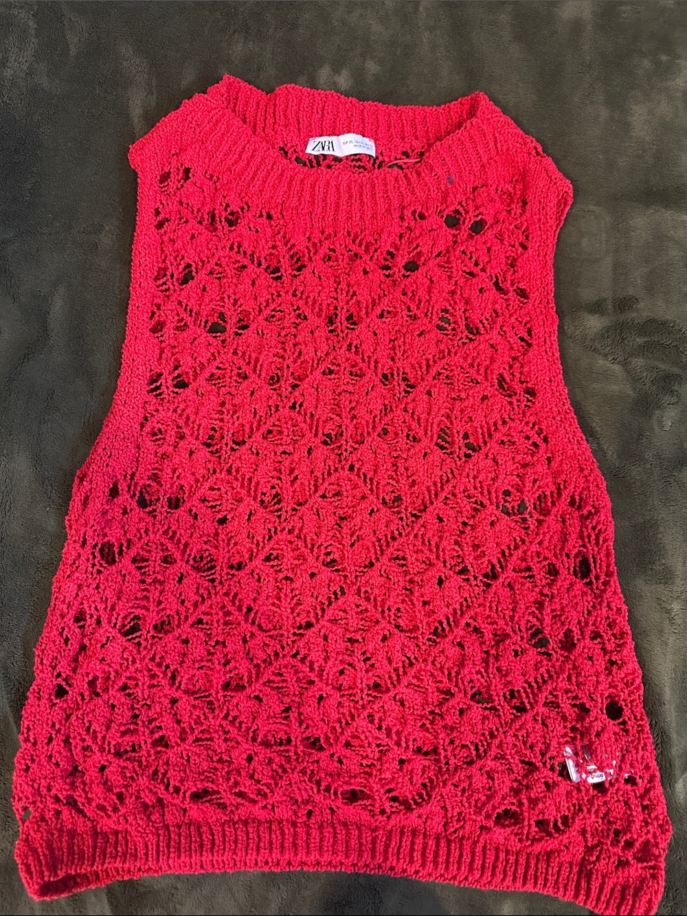Zara Bright Red Crochet Tank
